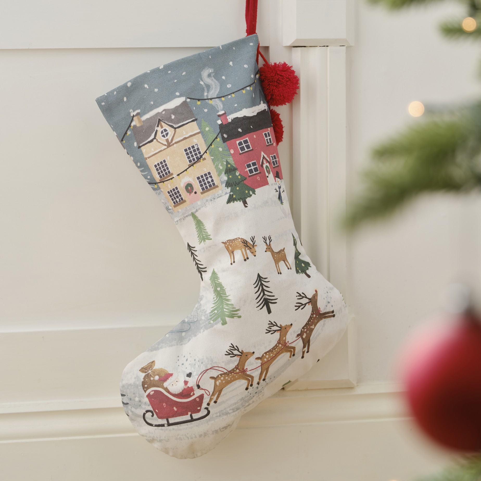 Festive Scene Christmas Stocking