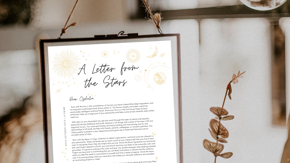 Letter from the Stars gift birth-chart readings by The Alchemy Co.