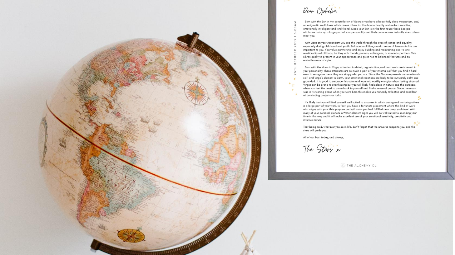 Letter from the Stars gift birth-chart readings by The Alchemy Co.